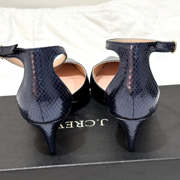J Crew Collection pointed toe heels in Metallic snake-embossed leather BT882 NEW - Picture 4 of 8